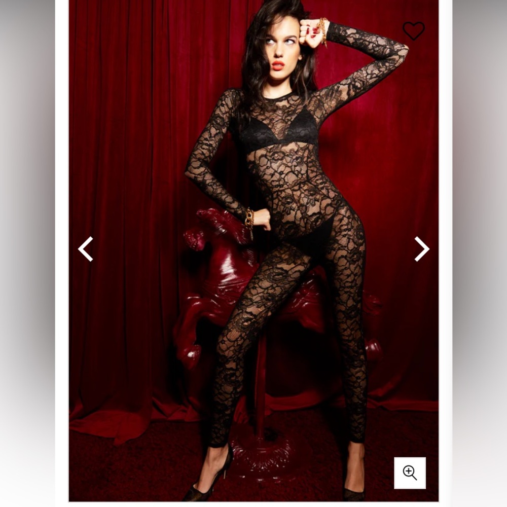 Fleur du Mal REVOLVE Silk Sheer Rose Lace Floral Catsuit Bodysuit Lingerie S